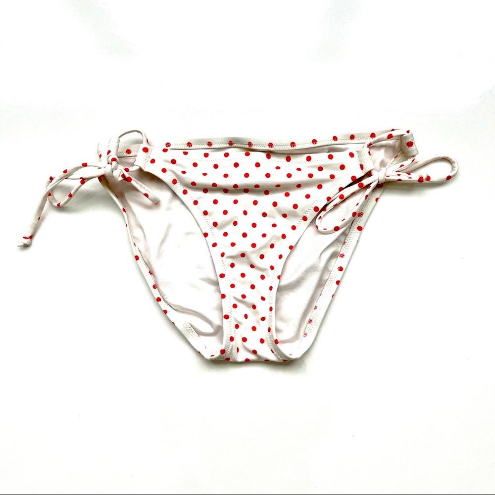 Victoria’s Secret White Bikini Bottom w/ Coral Polka Dots, Size S (EUC)